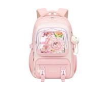 FANDARE Sac à Dos Fille Collège Léger Étanche Multipoches Grande Capacité avec Fixation Trolley Cute Cartable Ado Lycéenne Rose