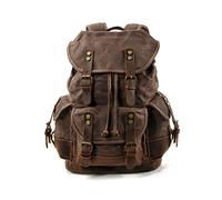 FANDARE Sac à Dos Grande Capacité en Toile avec Compartiment Ordinateur 15,6 Pouces Design Rétro et Coloré pour Voyage Bureau et Usage Quotidien Marron A