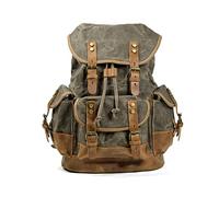 FANDARE Sac à Dos Grande Capacité en Toile avec Compartiment Ordinateur 15,6 Pouces Design Rétro et Coloré pour Voyage Bureau et Usage Quotidien Vert Militaire B