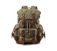 FANDARE Sac à Dos Grande Capacité en Toile avec Compartiment Ordinateur 15,6 Pouces Design Rétro et Coloré pour Voyage Bureau et Usage Quotidien Vert Militaire A