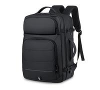 FANDARE Sac à Dos Grande Capacité pour Voyage et Affaires Extensible de 5 cm avec Port USB de Charge Bretelles Respirantes et Bandes Réfléchissantes Sangle pour Valise Noir