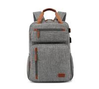 FANDARE Sac à Dos Homme Polyester Imperméable 15.6 Pouces Sac à Dos de Voyage Étendable 6CM Sacoche Ordinateur Portable avec Port USB Multi-Poches pour Voyage Quotidien Travail Gris