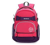 FANDARE Sac à Dos Loisir Sacs Scolaires Cartable Fille Primaire Scolaire College Garçons Sac d'école pour 15.6 Pouce Laptop Voyage Travail Casual Daypacks Imperméable Polyester Rouge-Violet
