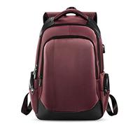 FANDARE Sac à Dos Ordinateur Portable 15.6 Pouces avec USB Charging Port d'affaires Sac à Dos Homme/Femme Fonctionnel Sac d'école pour randos, Voyages ou école Imperméable Polyester Rouge