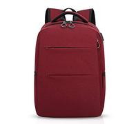 FANDARE Sac à Dos Ordinateur Portable, 15.6" Sac Ordinateur Portable Hommes Femmes, USB Charging Port, Imperméable Sac a Dos PC Portable pour Loisirs/Affaire/Scolaire, Polyester Rouge