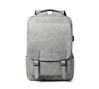 FANDARE Sac à Dos Ordinateur Sac a Dos d'affaires avec Port de Chargement USB Homme Femme Sac a Dos Portable Imperméable PU Cuir Sac à Dos de Voyage d'affaires Scolaire Sac d'école Gris