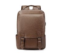 FANDARE Sac à Dos Ordinateur Sac a Dos d'affaires avec Port de Chargement USB Homme Femme Sac a Dos Portable Imperméable PU Cuir Sac à Dos de Voyage d'affaires Scolaire Sac d'école Kaki