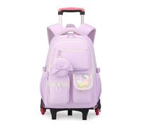FANDARE Sac à Dos PC Portable 15.6 Pouces Grande Capacité Sac à dos à roulettes 35L pour Fille Étudiante Cartable Scolaire avec 6 Roues Multipoches Imperméable pour Voyage Collège Lilas