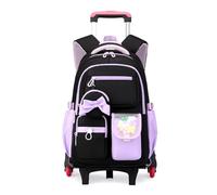 FANDARE Sac à Dos PC Portable 15.6 Pouces Grande Capacité Sac à dos à roulettes 35L pour Fille Étudiante Cartable Scolaire avec 6 Roues Multipoches Imperméable pour Voyage Collège Violet
