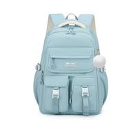 FANDARE Sac à Dos pour Adolescents - Grand Sac Scolaire et Voyage 25L avec Pendentif en Peluche, Imperméable Sac à Dos Quotidien pour élèves de 4e à 9e année Transport Sorties Extérieures Bleu