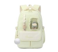 FANDARE Sac à Dos pour Enfants avec Peluche Cartable Sac pour Collège Lycée Multifonctionnel pour 5 à 22 Ans Sac Polyvalent pour Filles Garçons Usage Quotidien Voyage et Campus Vert Menthe