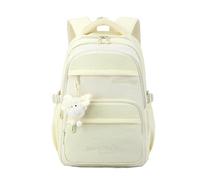 FANDARE Sac à Dos pour Enfants avec Peluche et Broderie Mignonne - Cartable Scolaire à Motifs pour Filles et garçons Primaire et collège, Sacs Quotidien pour Voyage et campusJaune