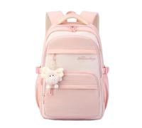 FANDARE Sac à Dos pour Enfants avec Peluche et Broderie Mignonne - Cartable Scolaire à Motifs pour Filles et garçons Primaire et collège, Sacs Quotidien pour Voyage et Campus Rose