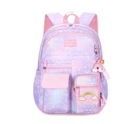 FANDARE Sac à Dos pour Enfants Sacs à Dos Dossiers Scolaires Sac à Dos école Primaire Casual Filles Garçons Sac à Dos pour 3-6 Grade Étudiants Voyage avec Bande Réfléchissante Galaxie Violet A,