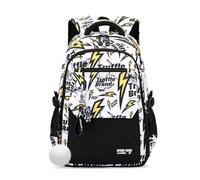 FANDARE Sac à Dos pour Enfants Style Graffiti Urbain Cartable Sac pour Collège Lycée Multifonctionnel pour 5 à 22 Ans Sac Polyvalent pour Filles Garçons Usage Quotidien Voyage et Campus Noir Jaune