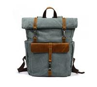 FANDARE Sac à Dos Roll Top Sac d'école Toile Sac à Dos pour Ordinateur Portable adapté 15.6 Pouce Sac à Dos pour Homme Femme École Université Affaires Voyage Daypack Lac Vert