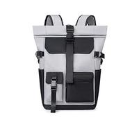 FANDARE Sac à Dos Roll Top Ultra-léger Sac d'école Sac à Dos pour Ordinateur Portable adapté 15.6 Pouce Sac à Dos pour Homme Femme École Université Affaires Voyage Daypack Gris Clair