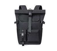 FANDARE Sac à Dos Roll Top Ultra-léger Sac d'école Sac à Dos pour Ordinateur Portable adapté 15.6 Pouce Sac à Dos pour Homme Femme École Université Affaires Voyage DaypackNoir