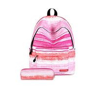 FANDARE Sac À Dos Sacs Galaxy Scolaires Cartables Adolescent Sacs D'école Loisir Garçons Filles Sacs de Voyage Cartables Femmes Multicolore Daypack avec Trousse Enfant Imperméable Polyester Rose