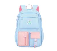 FANDARE Sac à Dos Scolaire 27L pour Fille - Cartable Collégienne 4-12 Ans, Bretelles Ergonomiques Rembourrées, Poche Avant à Ouverture 180° (Nylon Léger et Résistant) Bleu
