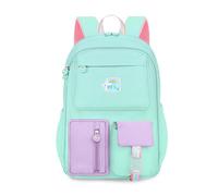 FANDARE Sac à Dos Scolaire 27L pour Fille - Cartable Collégienne 4-12 Ans, Bretelles Ergonomiques Rembourrées, Poche Avant à Ouverture 180° (Nylon Léger et Résistant) Vert