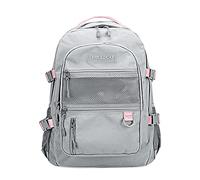 FANDARE Sac à Dos Scolaire College Cartables Fille Garçons Grand Sac d'école pour 15.6 Pouce Laptop pour Scolaire Voyage Travail Casual Daypacks Imperméable Polyester Gris Rose
