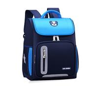 FANDARE Sac à Dos Scolaire pour Enfants 4-12 Ans, Sac à Dos à Rabat en Tissu Oxford Imperméable Tissu Oxford avec Bandes Réfléchissantes, 28L Grand Cartable Bleu lac