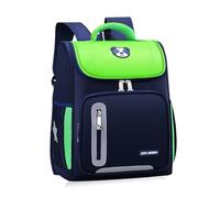 FANDARE Sac à Dos Scolaire pour Enfants 4-12 Ans, Sac à Dos à Rabat en Tissu Oxford Imperméable Tissu Oxford avec Bandes Réfléchissantes, 28L Grand Cartable Vert herbe