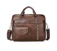 FANDARE Sac à Main Business Porte-Document Homme Sacoche Femme Cuir Véritable Cartable Sacoche Ordinateur Portable Mallette Affaires Sac Bandoulière pour Collège Cours Travail Business Voyage Brun