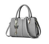 FANDARE Sac à Main Femme Sac à Bandouliere Sac Cabas PU Cuir Sac Fourre Sacoche Sac Porté Epaule Imperméable Sac Messager pour Voyage Travail Achats Fête Gris