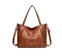 FANDARE Sac à Main Femme Sacs épaule bandoulière Mallette PU Cuir Cartable 12.9 pouce Laptop Messager Attaché-case Pochette Sacoche Portés Cabas pour Voyage Shopper Sacoches Besace Tote Bag Jaune Brun