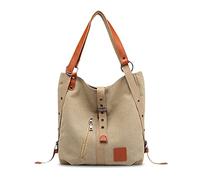 FANDARE Sac à main Femmes sac à Bandouliere Sac à Dos Toile Sacs à main portés main femme Grand Sacoche Sacs de plage Cabas Voyage Multifonctionnel Messenger Bag brun