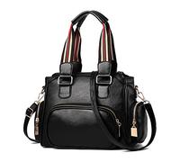 FANDARE Sac à Main pour Femme Sac à Bandouliere PU Cuir Sac Messager Multi-Poches Étanche Sacs Portés Épaule pour Voyage Travail Achats Fête Noir