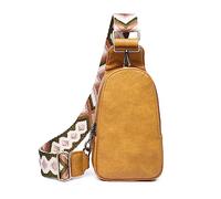 FANDARE Sac à poitrine pour Femme en PU, Sacs bandoulière banane avec sangle à motif stylisé, Léger Sling Crossbody à main porté à l'épaule pour téléphone, voyage et sport Jaune