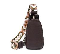 FANDARE Sac à Poitrine pour Femme en PU, Sacs bandoulière Banane avec Sangle à Motif stylisé, Léger Sling Crossbody à Main porté à l'épaule pour téléphone, Voyage et Sport Marron