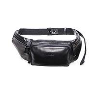 FANDARE Sac Banane en Cuir pour Homme Sac de Sport à bandoulière imperméable Sling Bag Sac de Messager pour fête, Voyage, Course, Noir, L