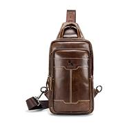 FANDARE Sac BandoulièRe En Cuir VéRitable Pour Homme, Style Vintage Avec Sangle RéGlable, Sac Pectoral Pour La RandonnéE, Le VéLo, Les Voyages Et Le Camping Marron