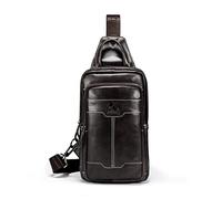 FANDARE Sac BandoulièRe en Cuir VéRitable pour Homme, Style Vintage avec Sangle RéGlable, Sac Pectoral pour La RandonnéE, Le VéLo, Les Voyages Et Le Camping Café