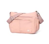 FANDARE Sac Bandoulière Femme Nylon Sacs a Main Femmes Message Sacoche Messenger Multipoches avec Bandoulière Réglable Besace pour Shopping, Travail, Voyage Sacs portés épaule Rose