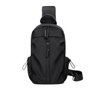 FANDARE Sac Bandoulière Léger avec Port USB Imperméable Sac à Main Petit pour Homme et Femme Design Moderne à Cordon et Poche Secret Dos pour Voyage Sport Quotidien Gris
