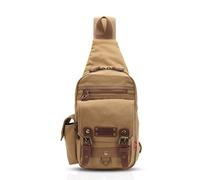 FANDARE Sac Bandoulière Sling Bag Ecole Voyages Hommes Femmes Messenger Sacs à Dos Petit Sac de Poitrine Poids Léger Toile Kaki L