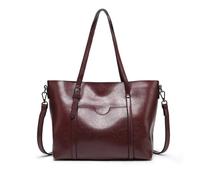 FANDARE Sac Cabas Femme Sac à Main Sacs épaule bandoulière Mallette PU Cuir Cartable 13 pouce Laptop Sac de Cours Messager Attaché-case Pochette Sacoche Portés Voyage Tote Shopper Handbag Marron foncé