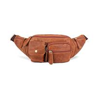 FANDARE Sac de Ceinture Sac de Poitrine Sacoche pour Homme Imperméable Sac Banane Cuir Sac d'épaule Sling Crossdbody Bag pour Sports, Escalade, Jogging, Randonnée, Voyage Garçon Jaune Marron