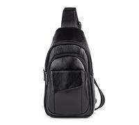 FANDARE Sac de poitrine Cuir Sacoche Homme Femme Sac a Bandouliere Léger Sac d'Epaule pour Voyage Sport Randonnée Vélo Camping Excursion Sac Poitrine, Noir C, L, sac