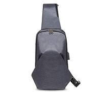FANDARE Sac de Poitrine Homme, Sac à bandoulière, Sacoche Sling épaule avec Port de Charge USB, pour Sport, Gym, Voyage, Camping,Cyclisme Crossbody Bag, Imperméable Polyester Gris