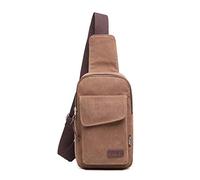 FANDARE Sac de Poitrine Homme Sac de Toile Sling Bag Sacoche pour Homme Sac d'Epaule Sacoche Sac Bandoulière Sling Bag pour Cyclisme,Aventure,Voyage Marron