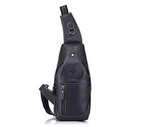 FANDARE Sac de Poitrine Homme Sac Rétro en Bandoulière en Cuir d'affaire Poche pour Voyage Randonnée Sport Sacoche Bandoulière Imperméable Noir
