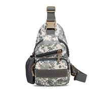 FANDARE Sac de Poitrine Sac d'Epaule Tactique Militaire Molle Sacoche Homme avec USB Sac Bandoulière Imperméable Sling Bag pour Cyclisme,Aventure,Camping,Équitation,Chasse,Randonnée,Voyage Gris Camo