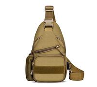 FANDARE Sac de Poitrine Sac d'Epaule Tactique Militaire Molle Sacoche Homme avec USB Sac Bandoulière Imperméable Sling Bag pour Cyclisme,Aventure,Camping,Équitation,Chasse,Randonnée,Voyage Marron