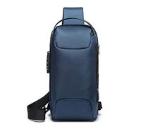 FANDARE Sac de Poitrine Sling Crossbody Bag avec USB Homme Femme Affaires Sacoche Grande Sac d'Epaule Garçon Sacoche de Ceinture Sac Bandoulière pour Voyage Randonnée Cyclisme Jogging Durable Bleu